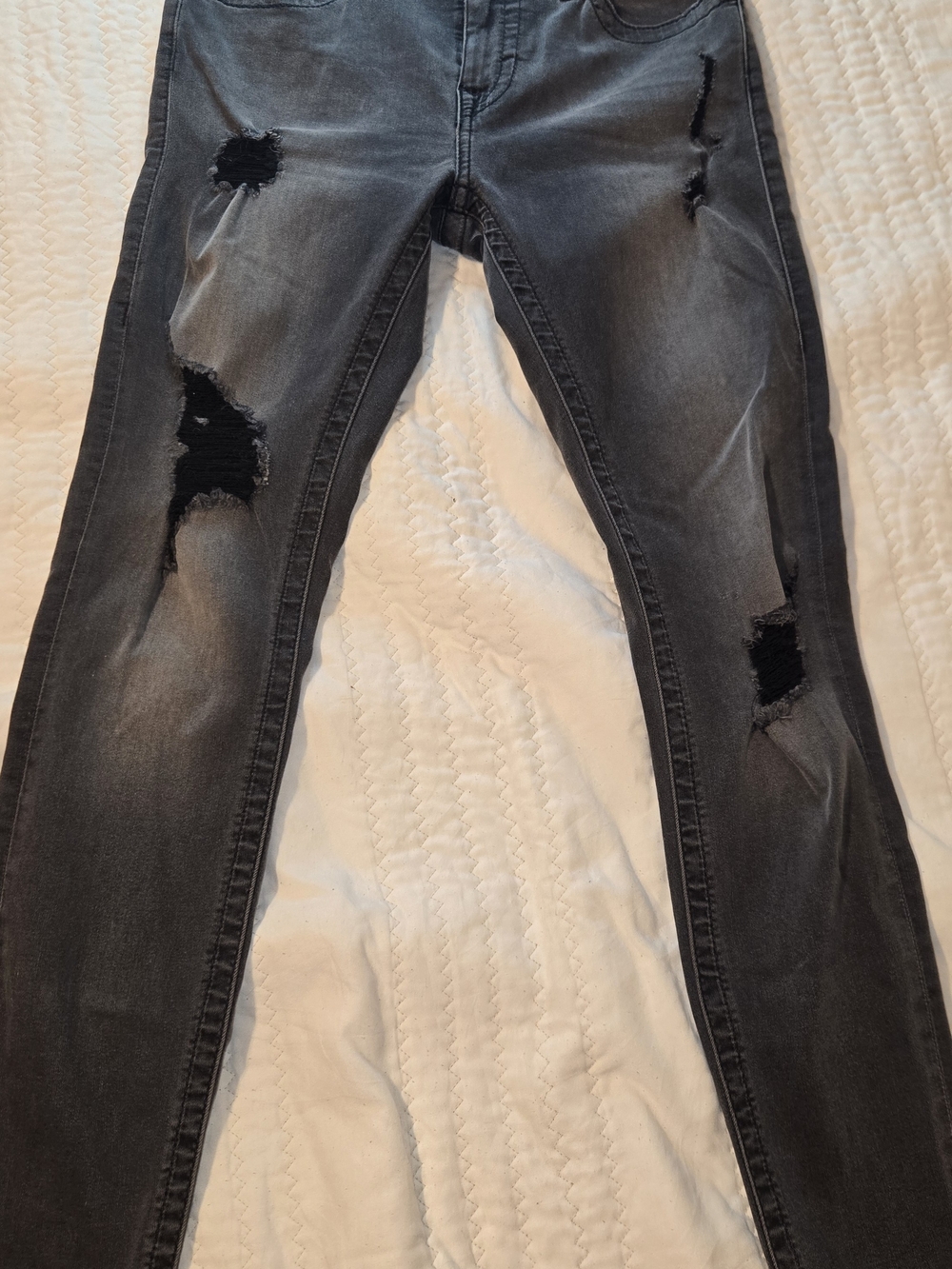 True Religion Women's Distressed Black High-Rise Skinny Jeans
